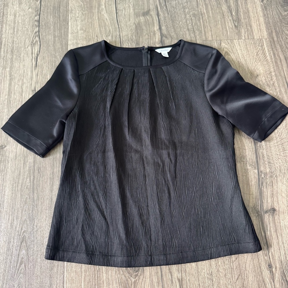 Calvin Klein Black Textured Blouse size small women